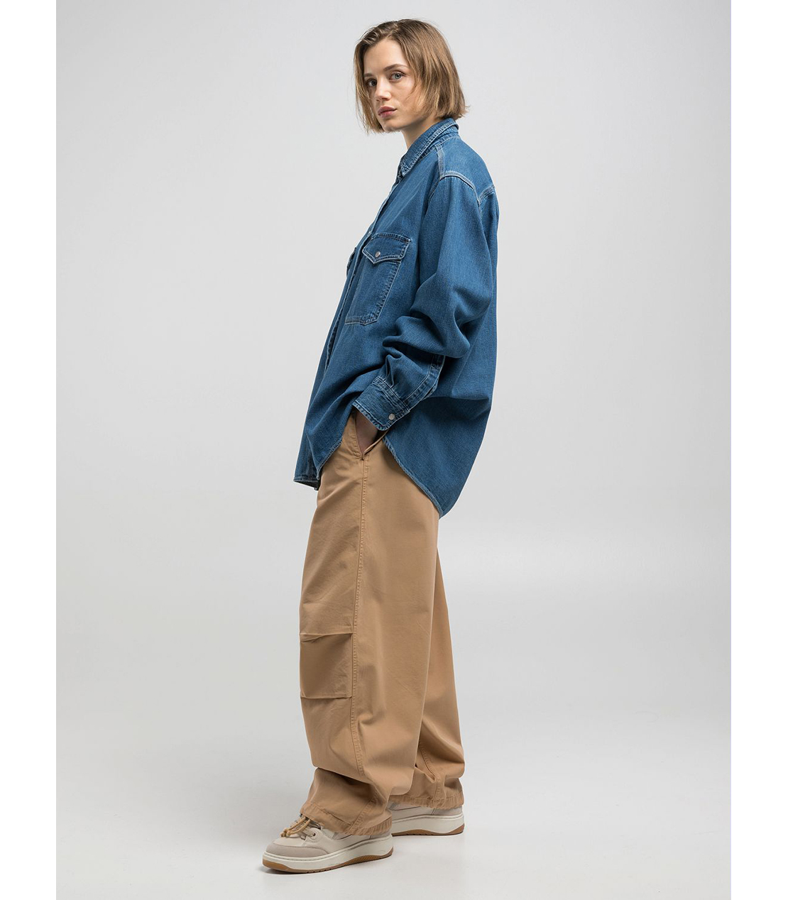 9ZERO1 オーバーフィットコットンデニムシャツ 詳細画像 ブルー 4